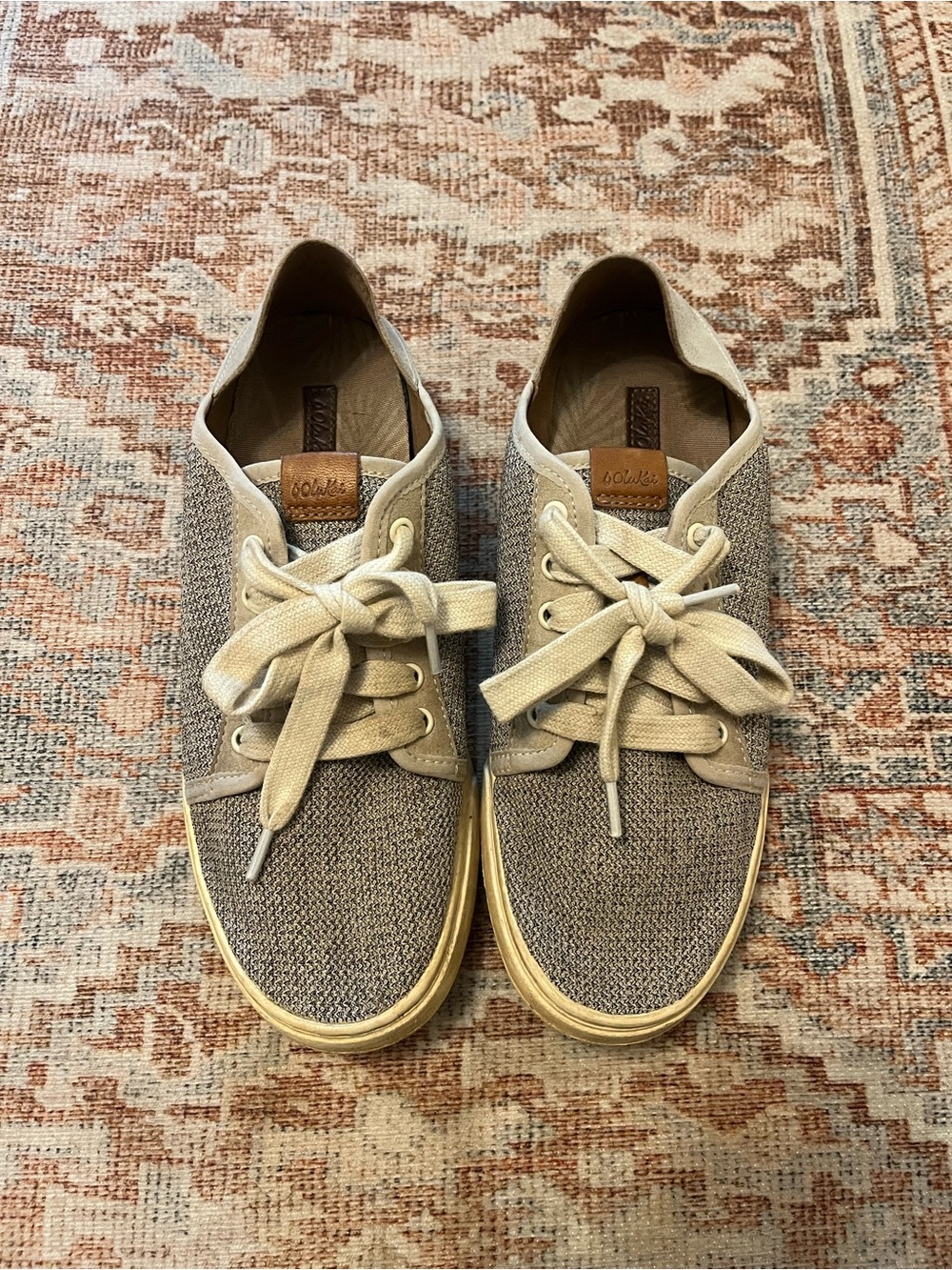 OluKai Women’s Knit Sneakers in Taupe and Cream